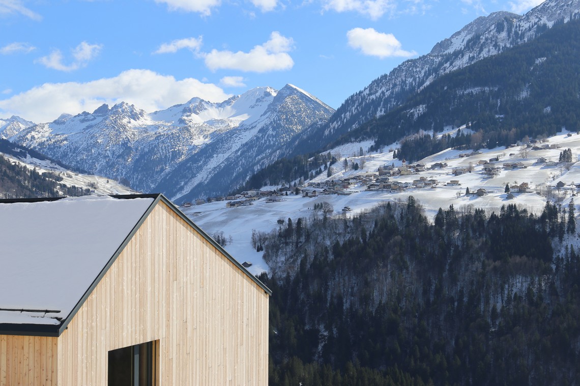 House nestled on a steep slope. Breathtaking views of the Austrian landscape