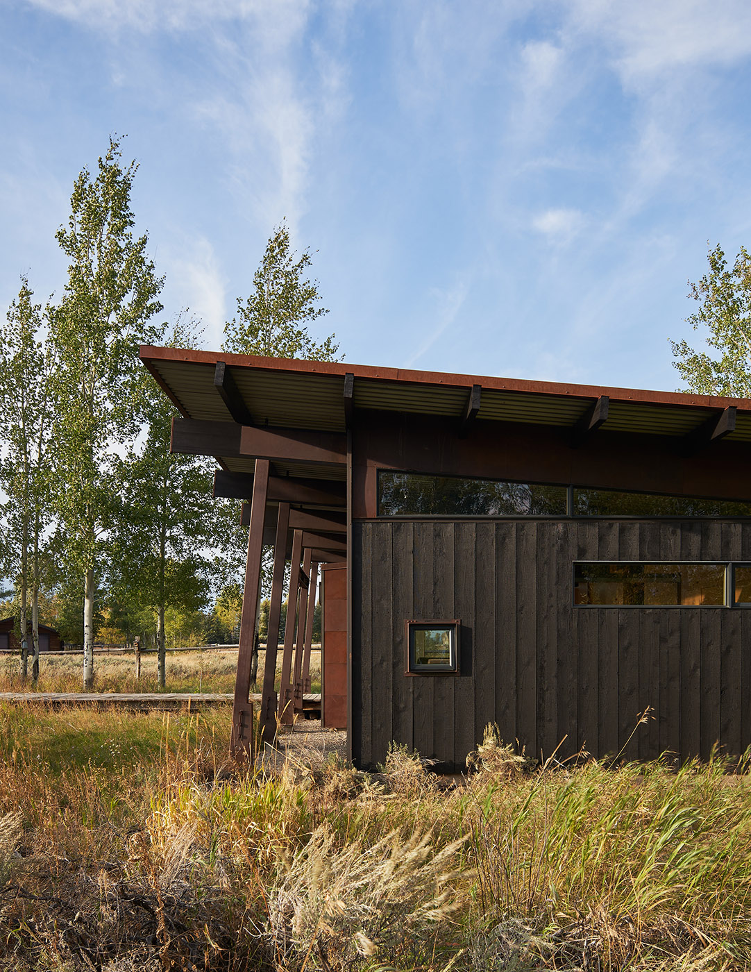 Minimalist housing in Wyoming. Form is borrowed from vernacular sheds