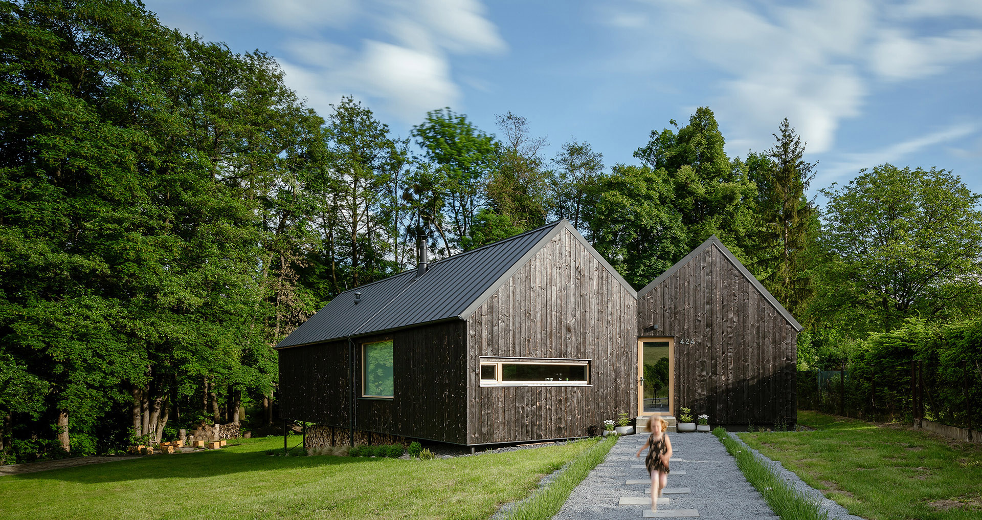 New construction of a single-family home with in-law suite made of wood intended to be self-built