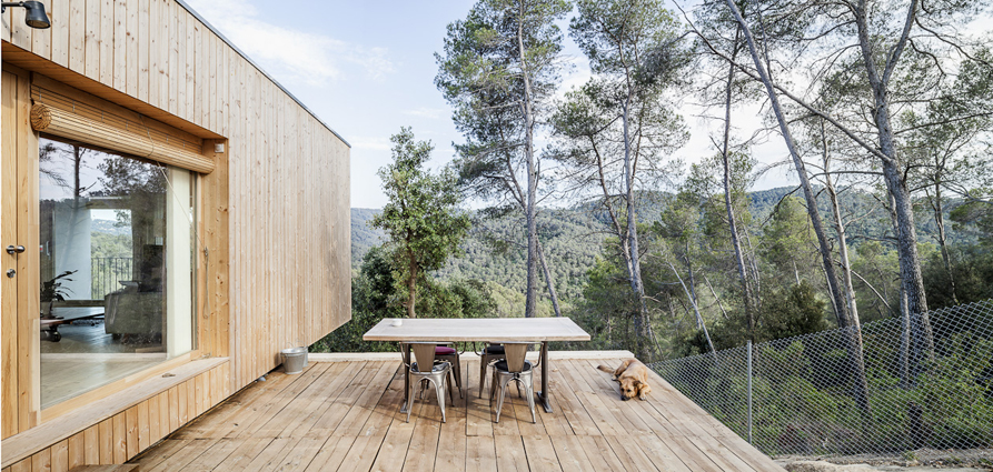 Wooden building overlooking the landscape
