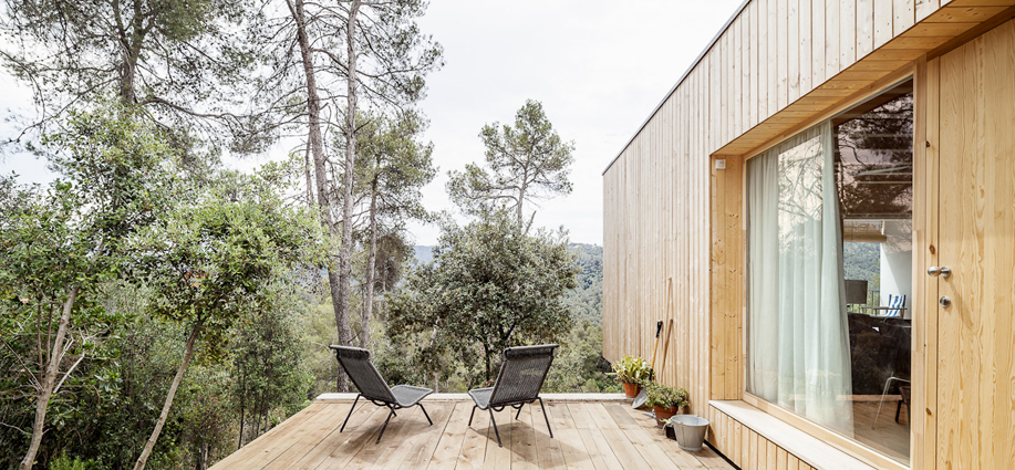 Wooden building overlooking the landscape