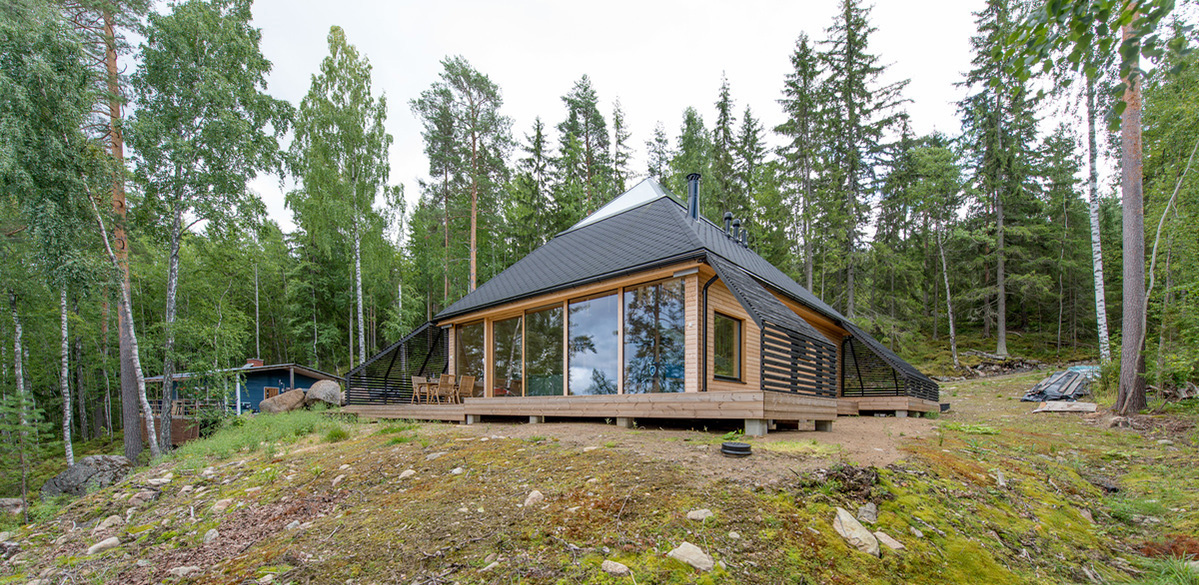 Wooden residence in the forest