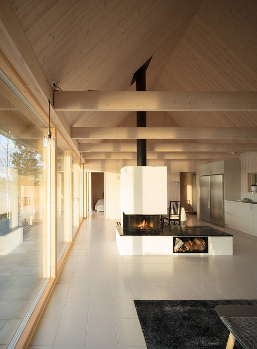 Wooden house and bay view