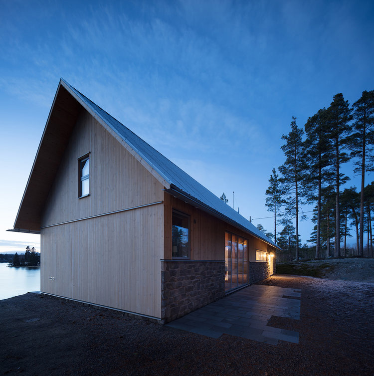 Wooden house and bay view