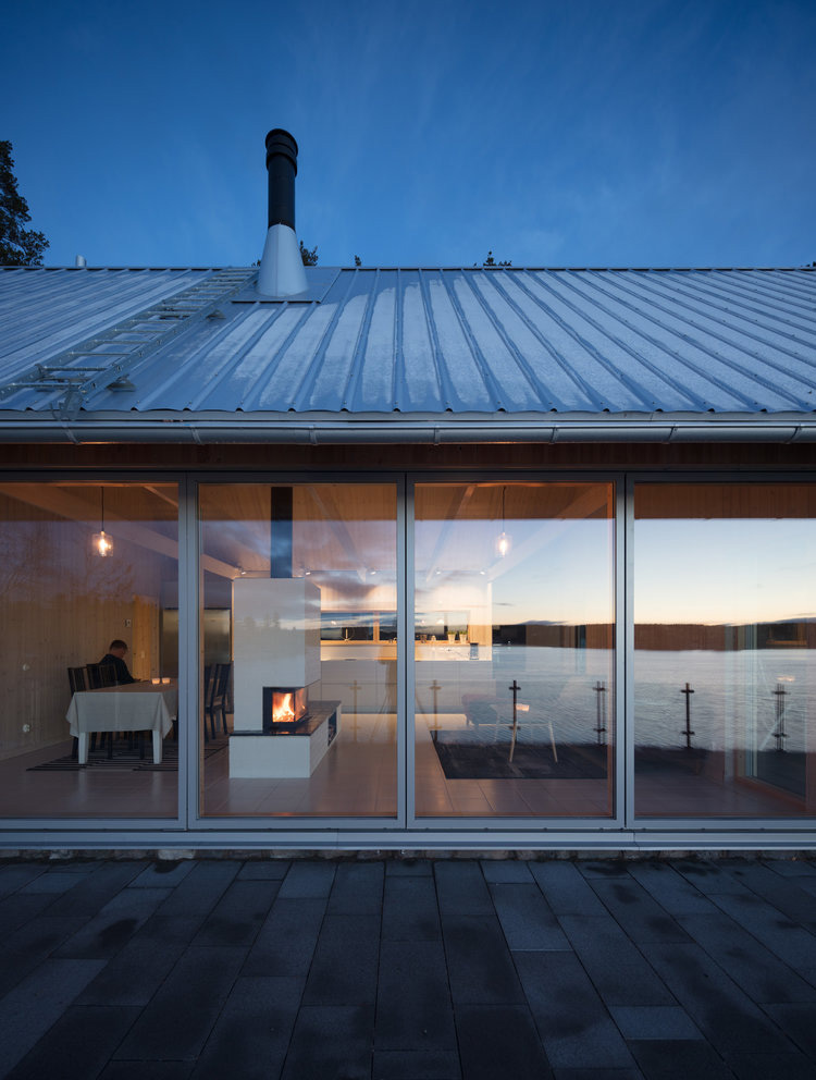 Wooden house and bay view