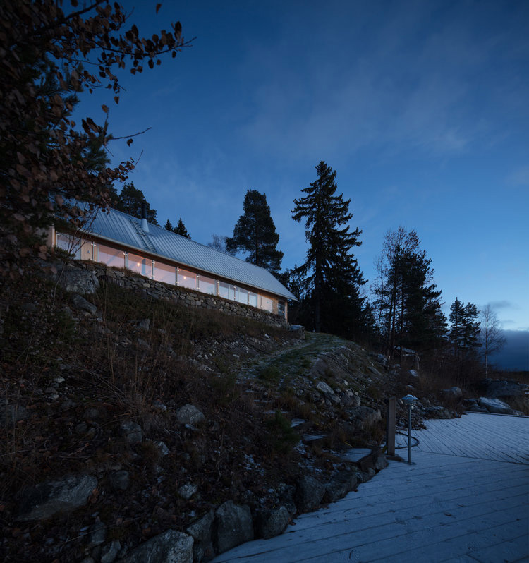 Wooden house and bay view