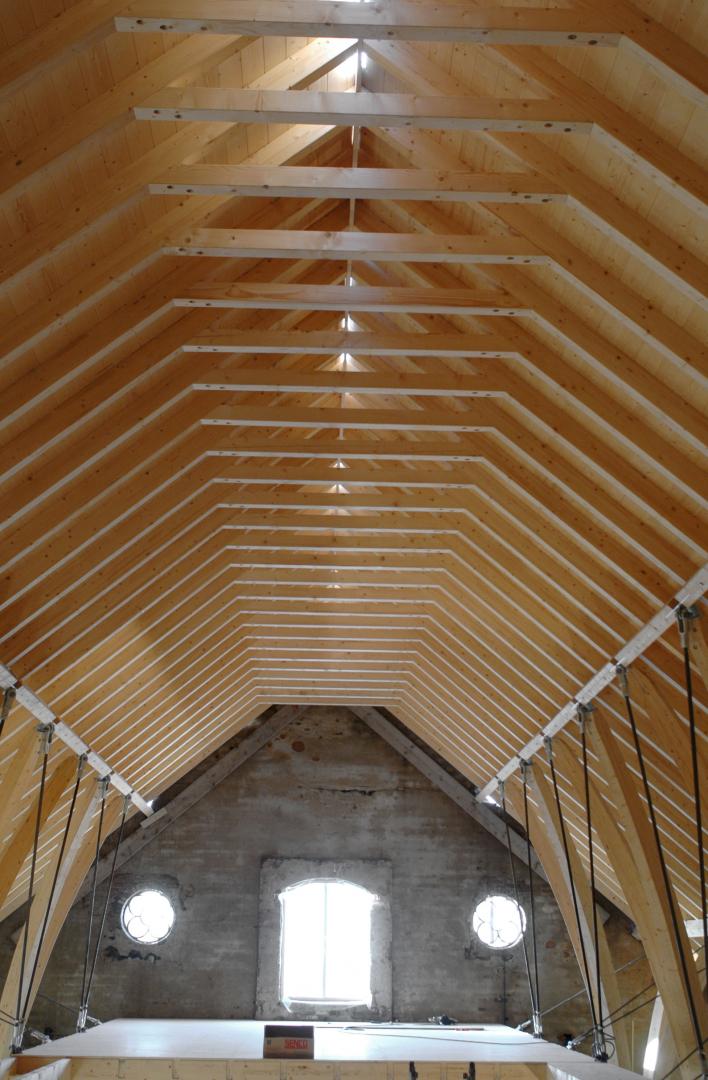 Estructura de madera de una granja