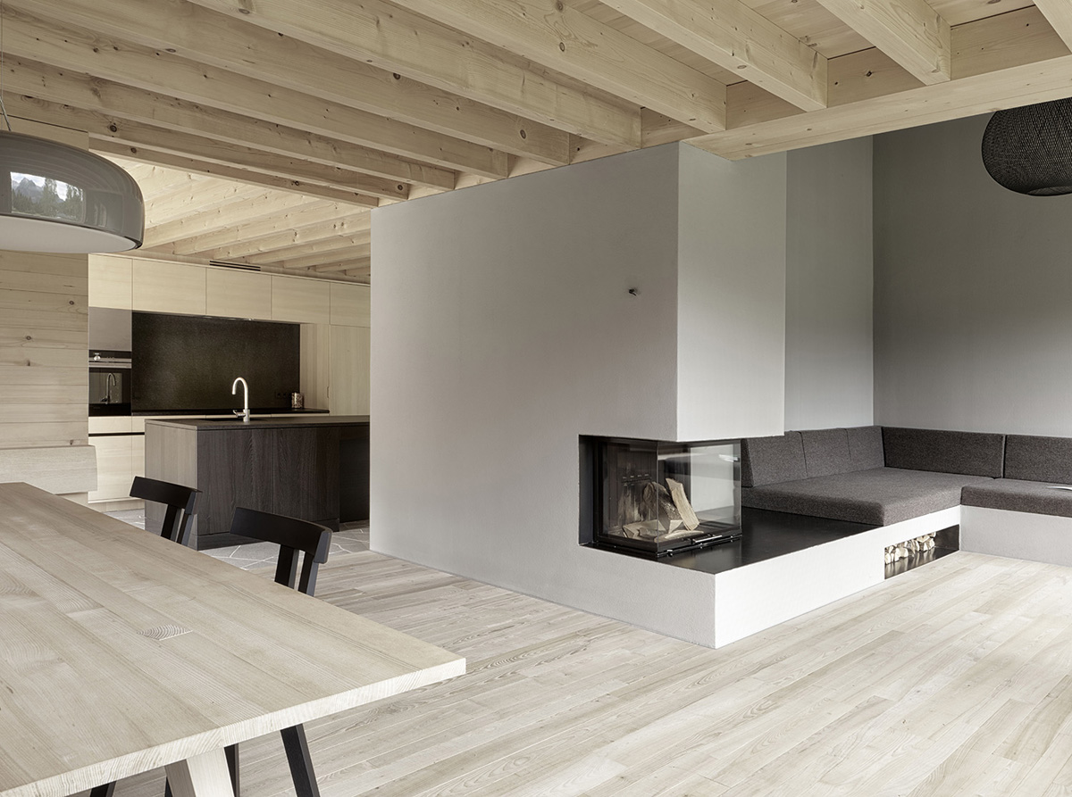 Wooden house with window on the panorama