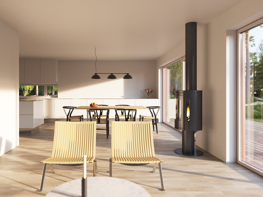 Wooden villas open space