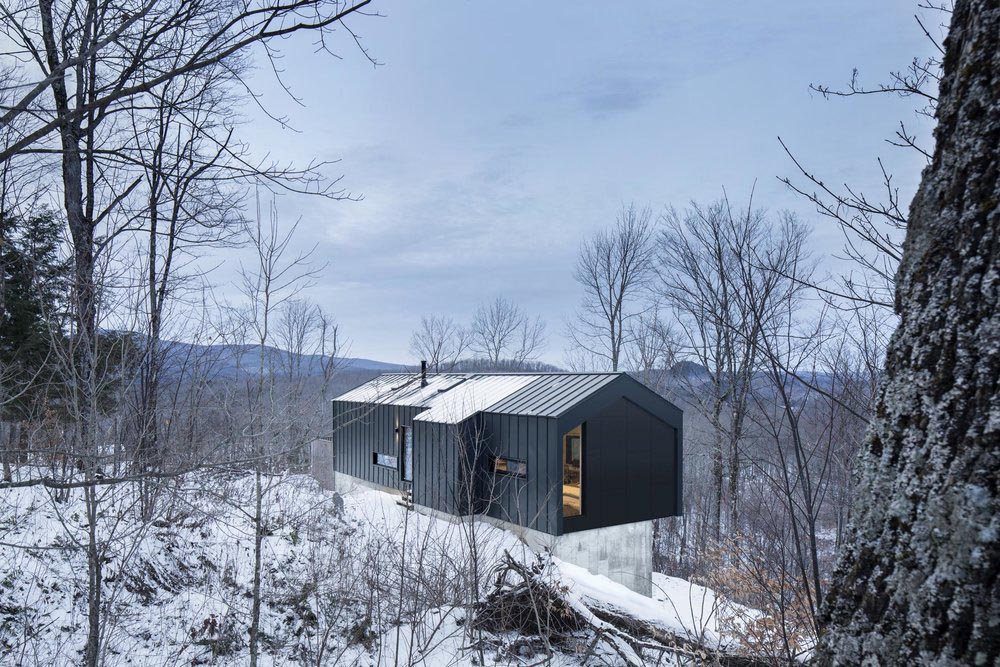 Cantilevered wooden villa