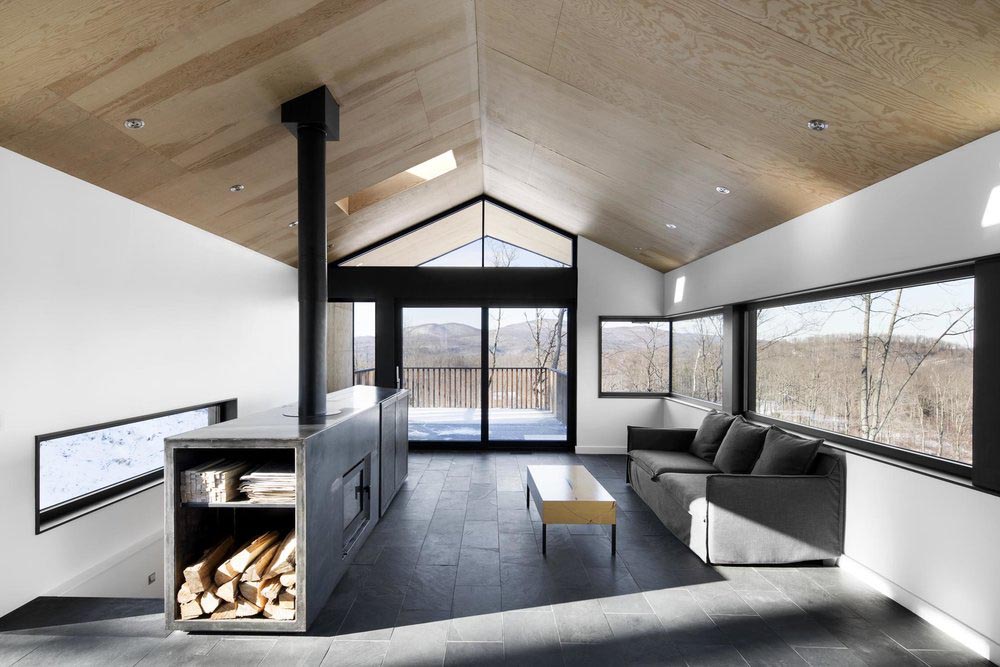 Cantilevered wooden villa