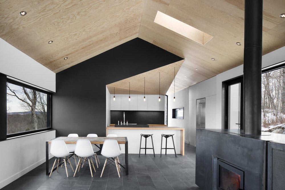 Cantilevered wooden villa