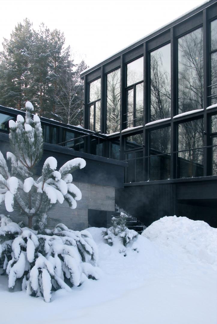wooden and glass structure