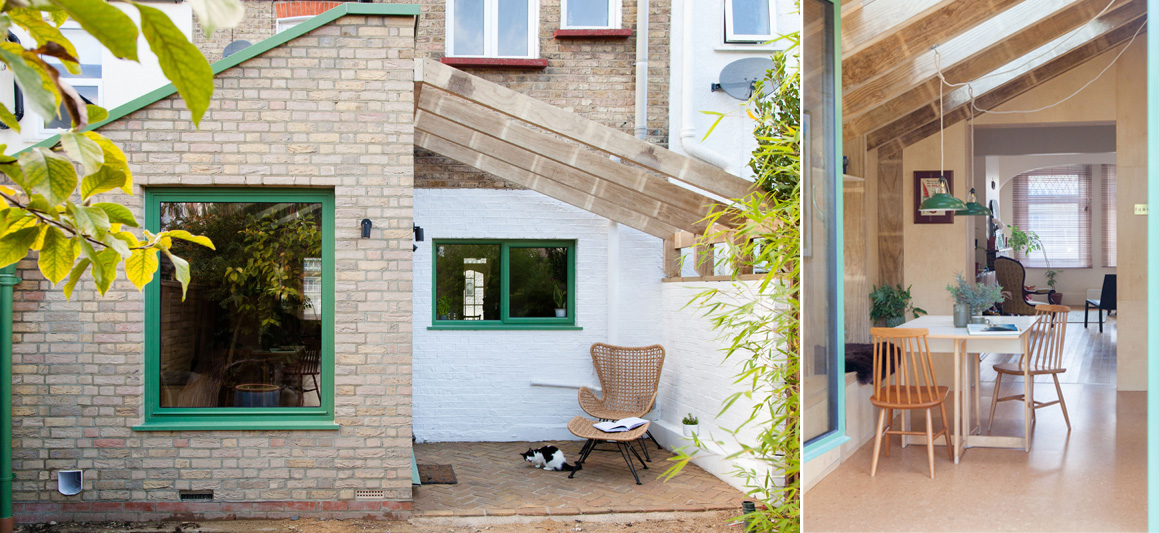 Wooden extension for a terraced house