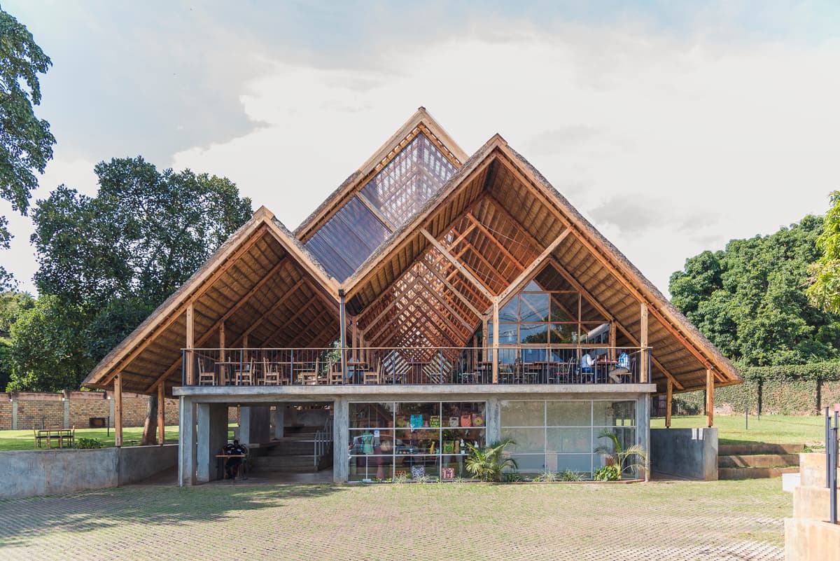 Restaurant in Uganda with straw roof