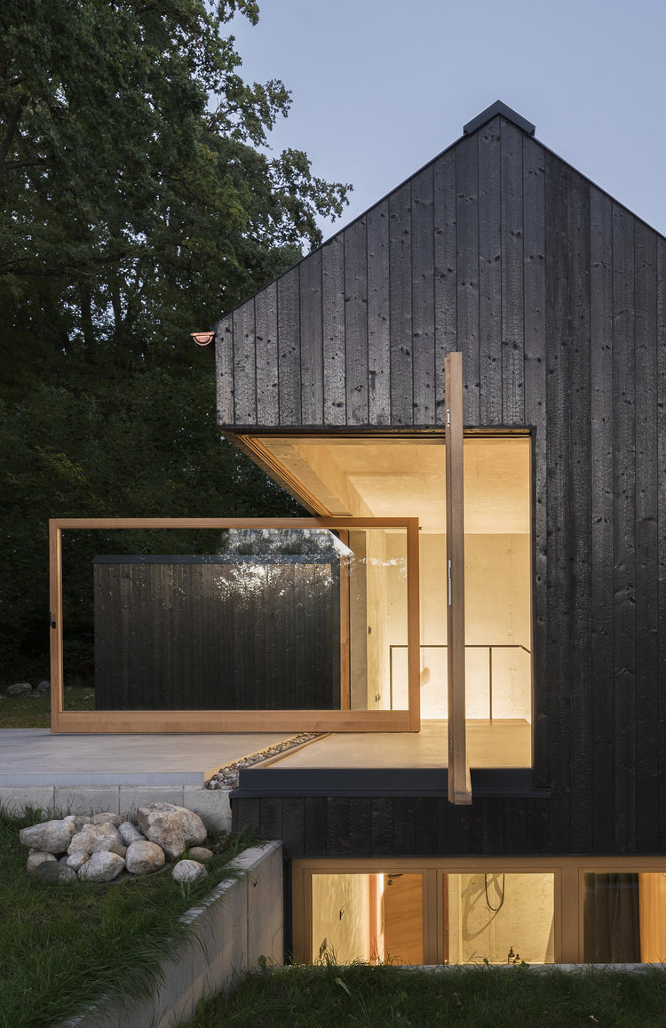 House with charred wooden facade