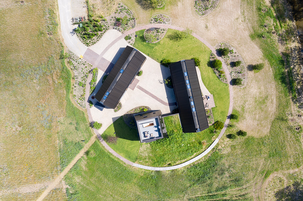 Villa in the countryside seen from above