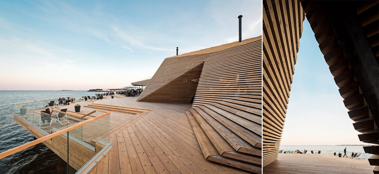 Sauna y auditorio frente al mar