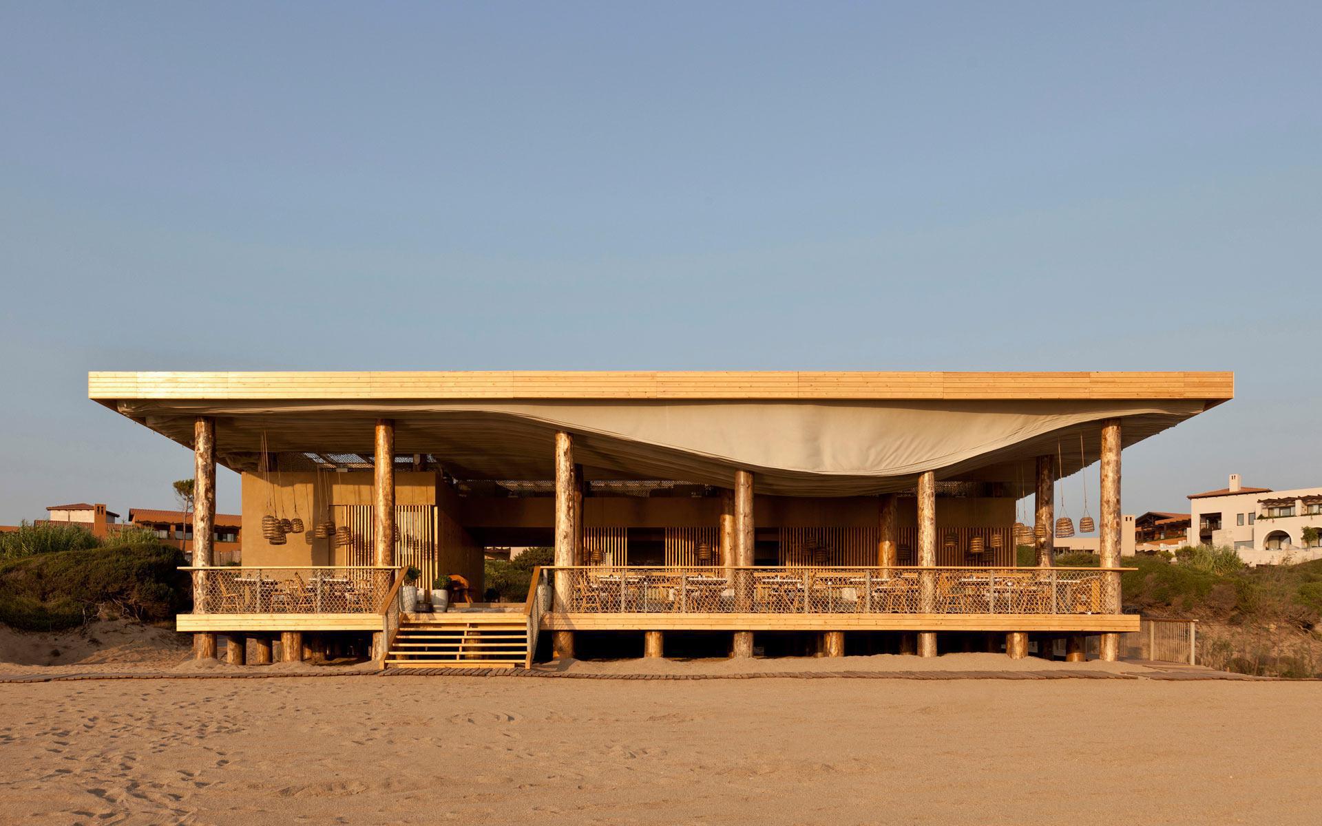 Wooden restaurant on the beach