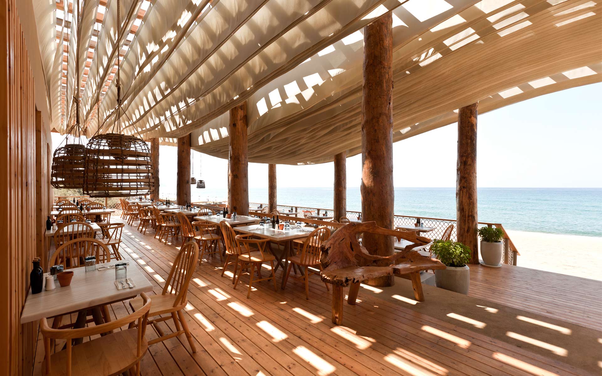 Wooden restaurant on the beach