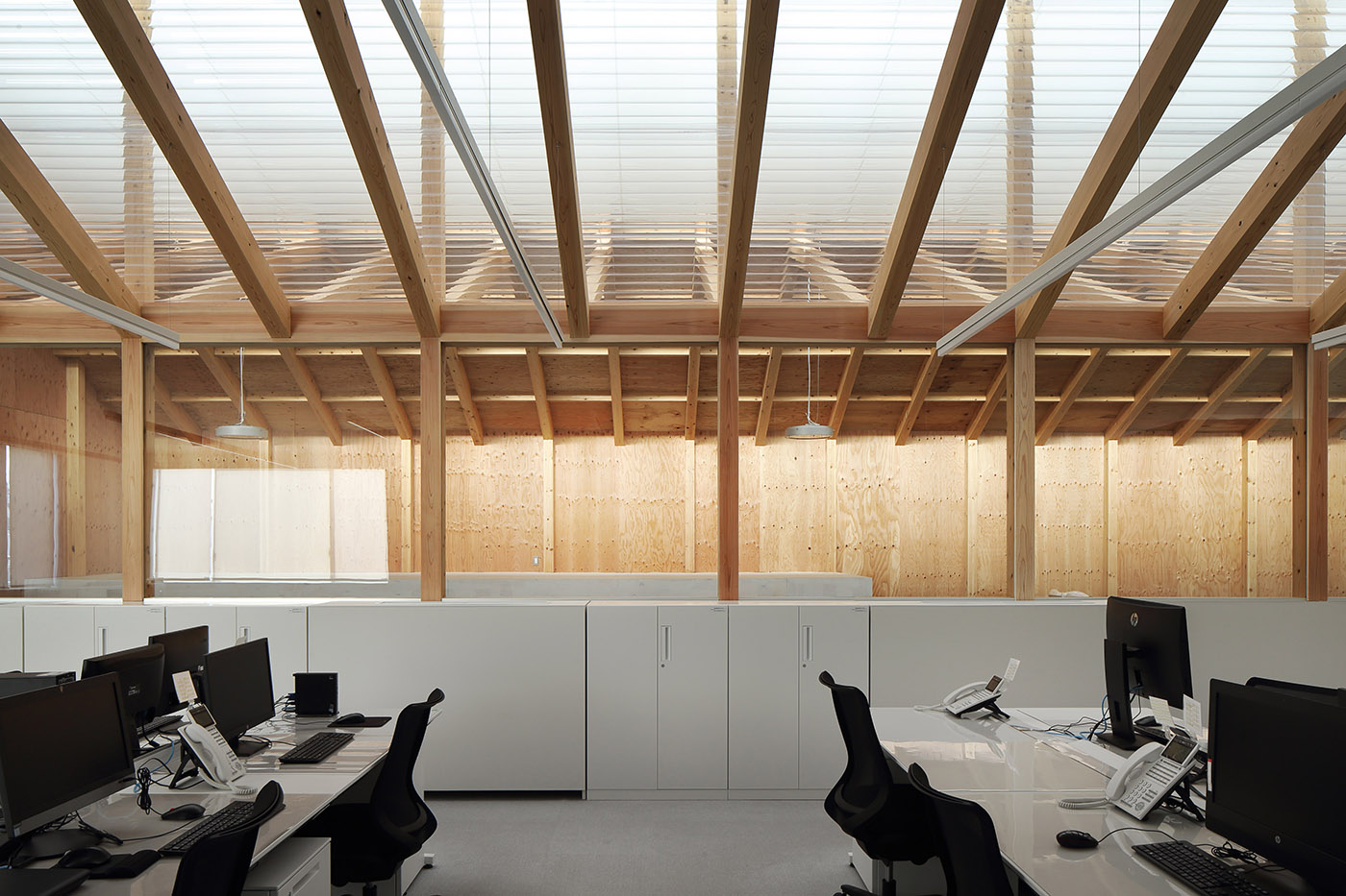 Office with wooden gable roof