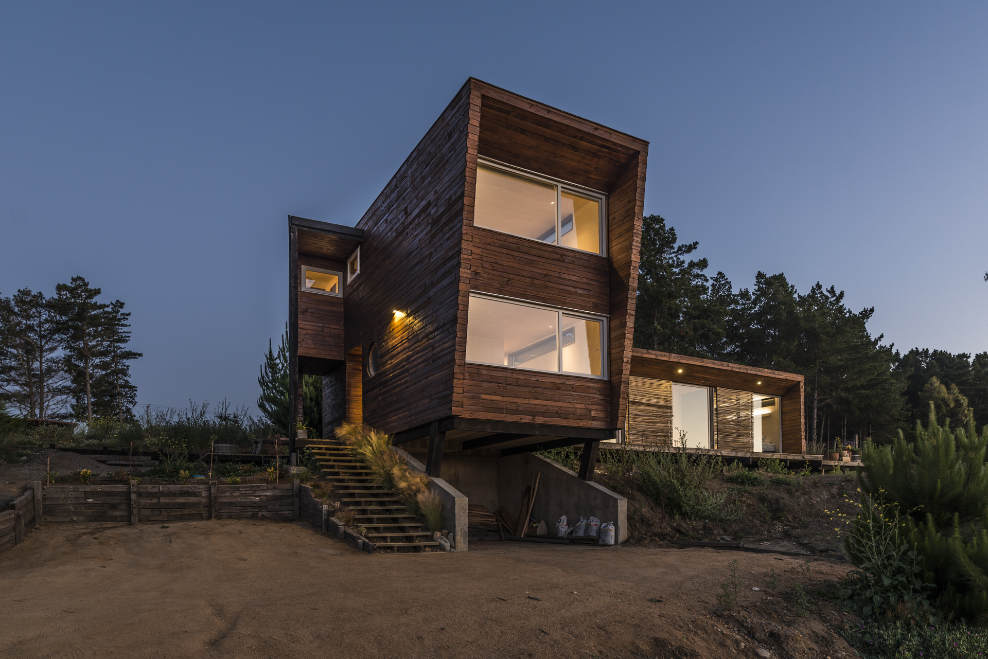 casa vista oceano struttura legno grandi aperture