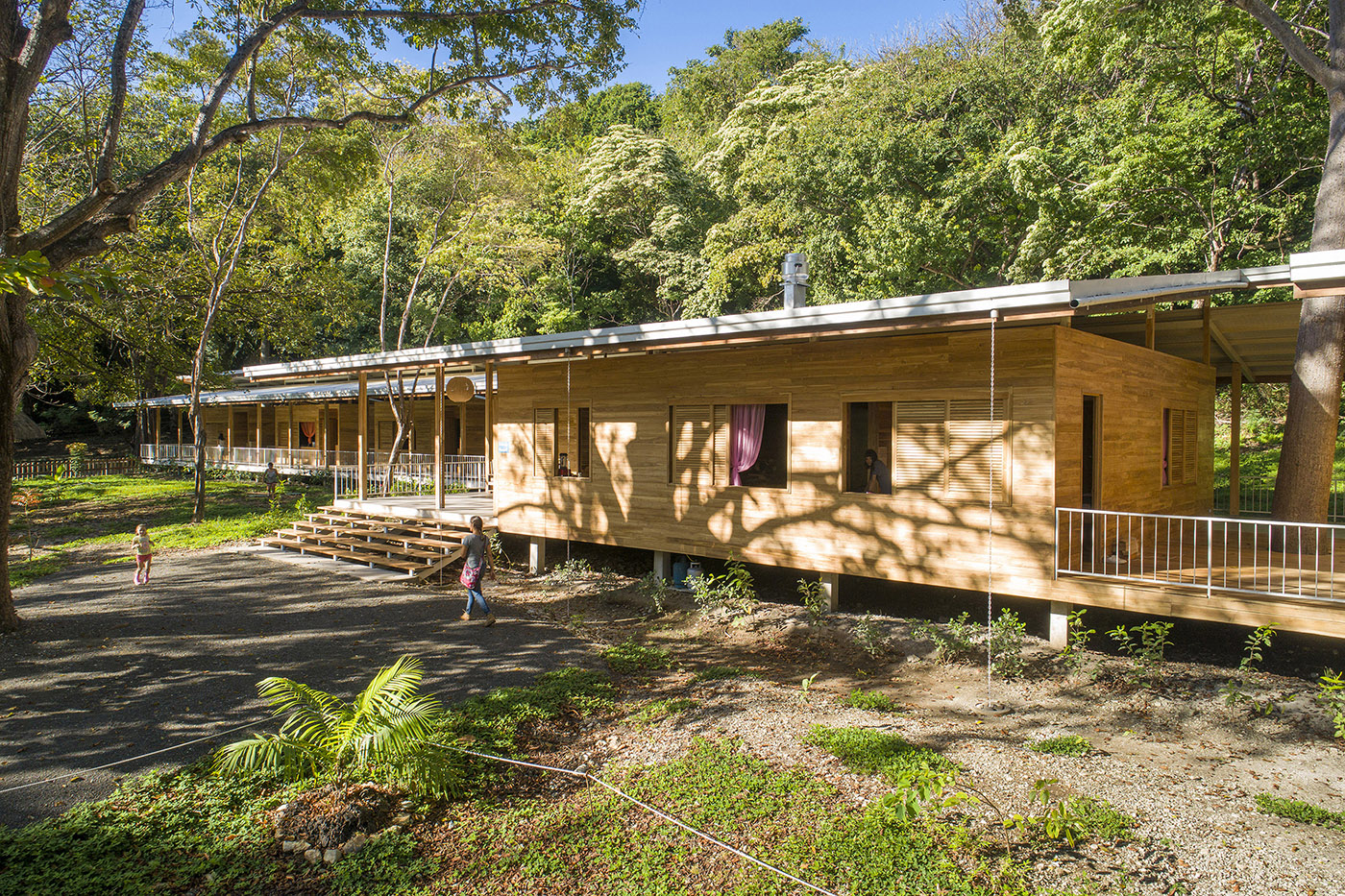 Escuela de madera en el océano