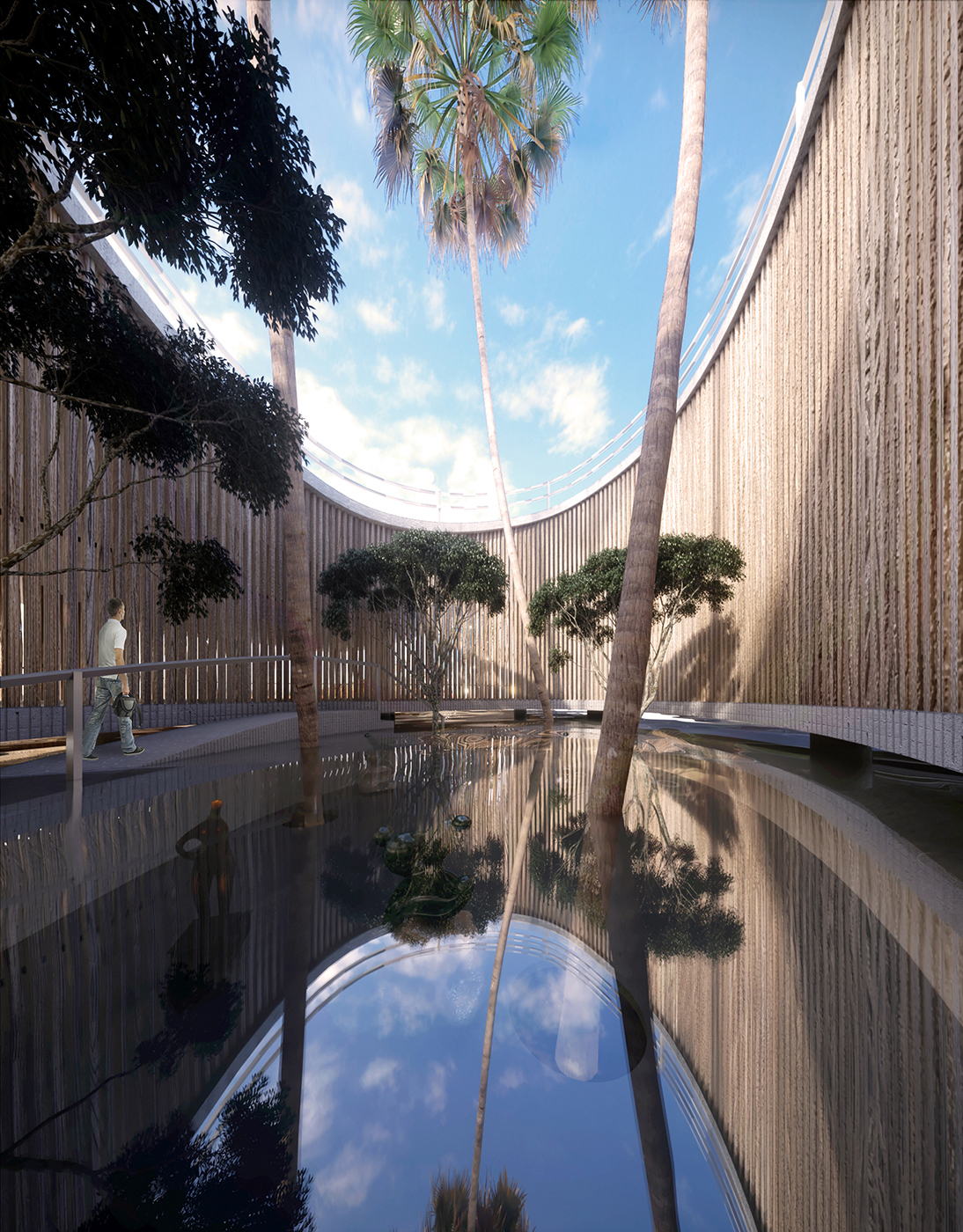 cultural center patio lake