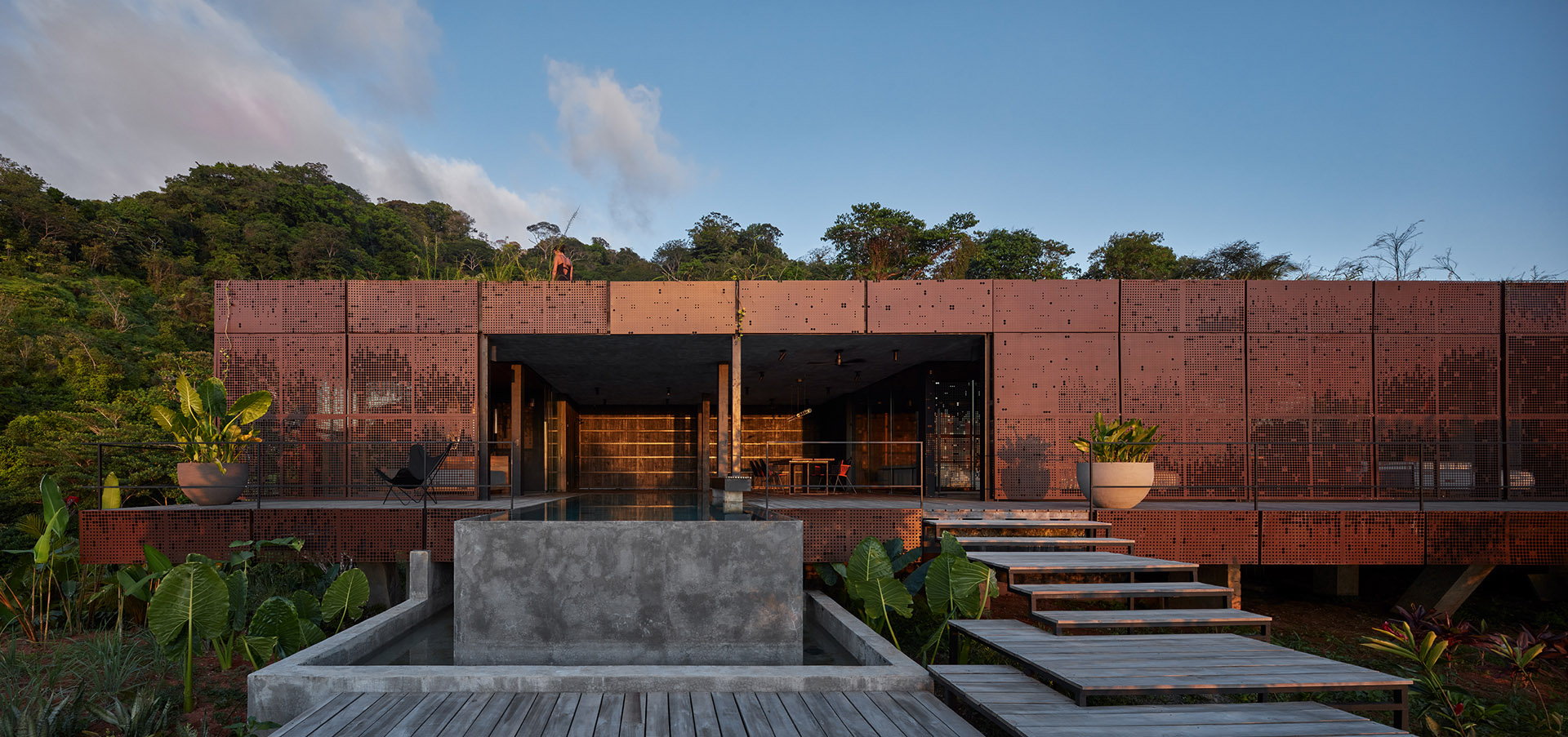Art Villas Costa Rica, facade perforated in corten