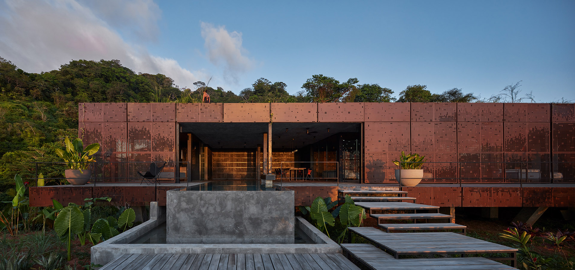 Art Villas Costa Rica, facade perforated in corten