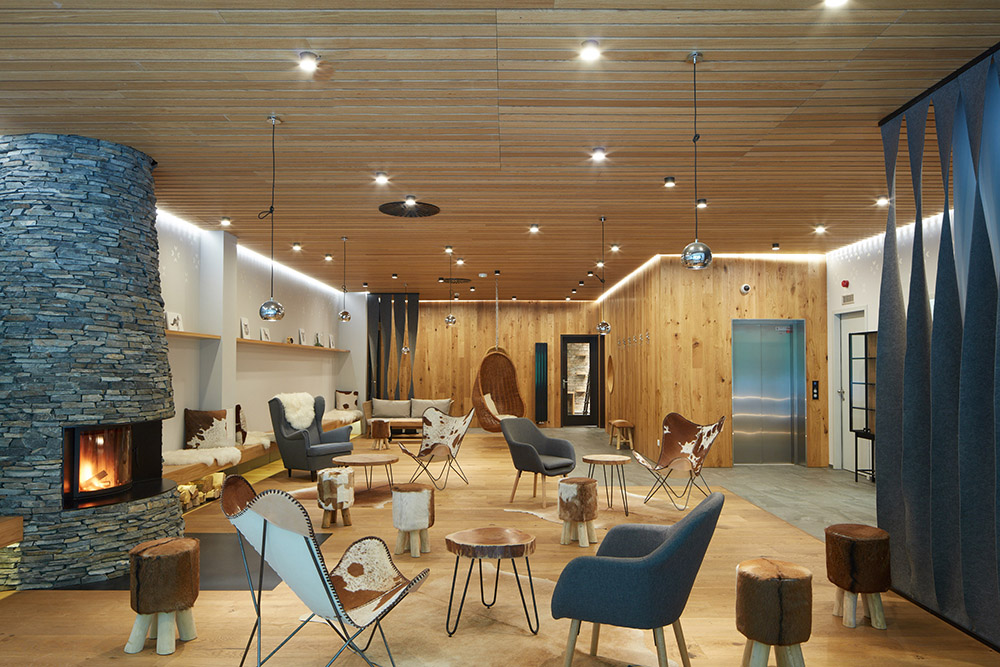 Residential complex covered in wood