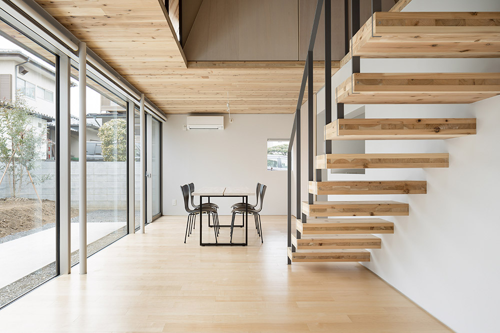Wooden interior with glass