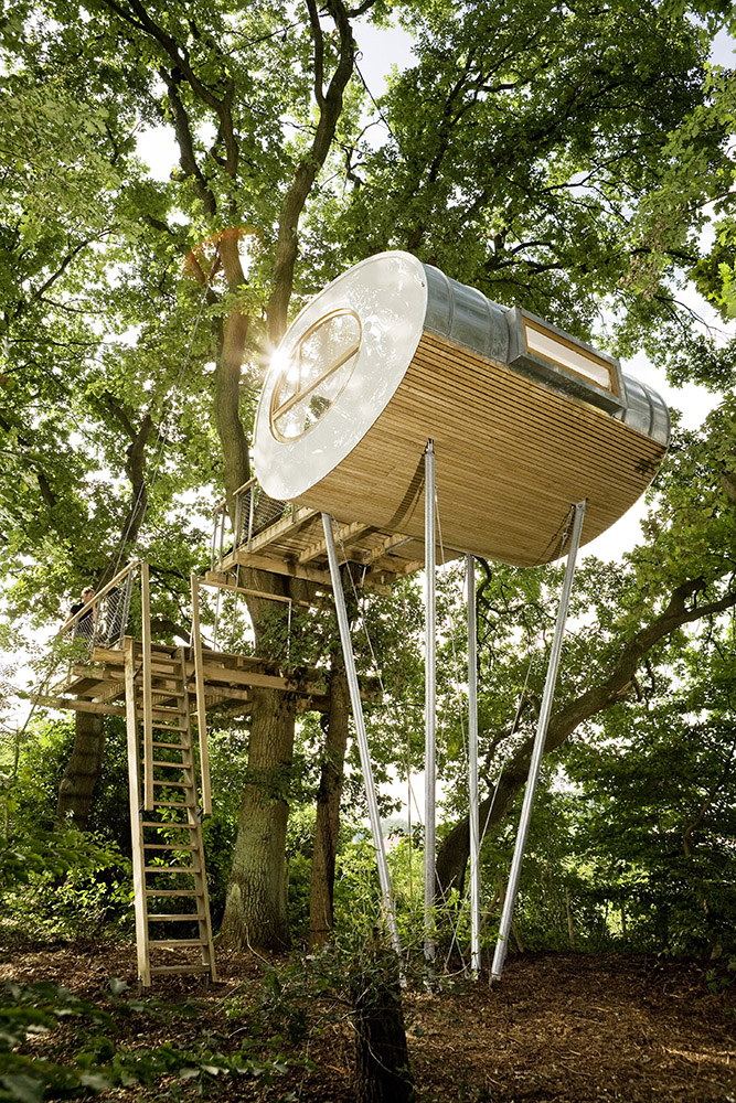 Casa sull'albero a forma ovoidale