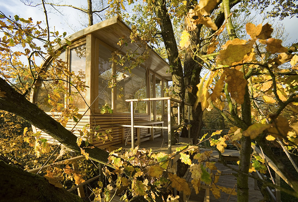 Semicircular house among the trees