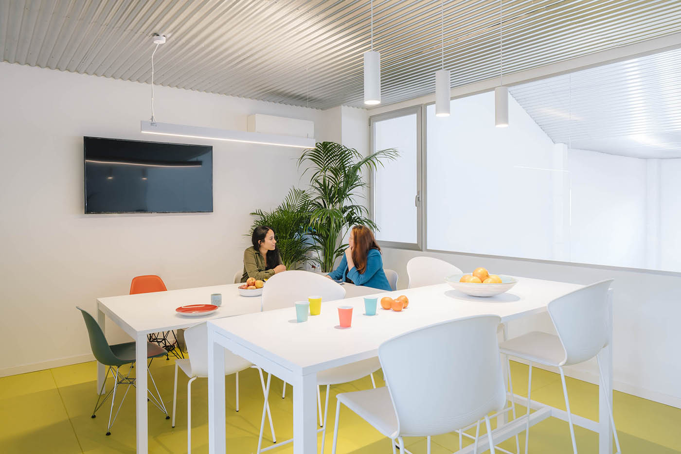 Renovated late 20th century industrial warehouse. Office and warehouse for an advertising company