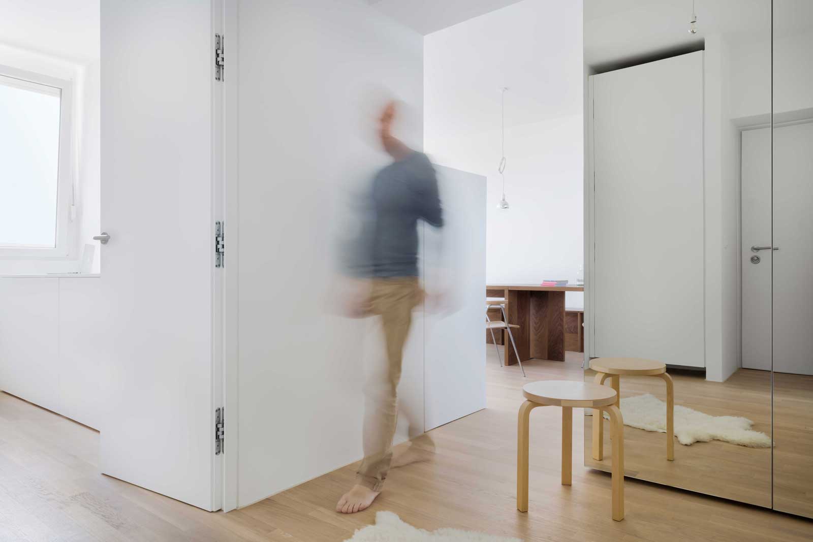 Renovation of an apartment in Ljubljana. An economical project with simple and open spaces