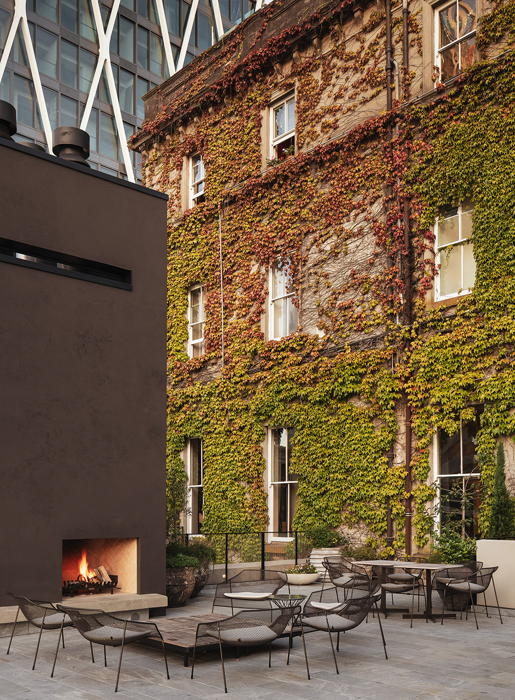 Prestigious club in New Zealand. A mantle of ivy wraps the century-old building