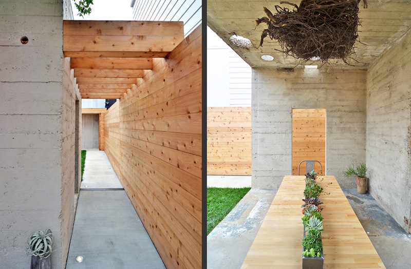 External space and wooden details for the extension