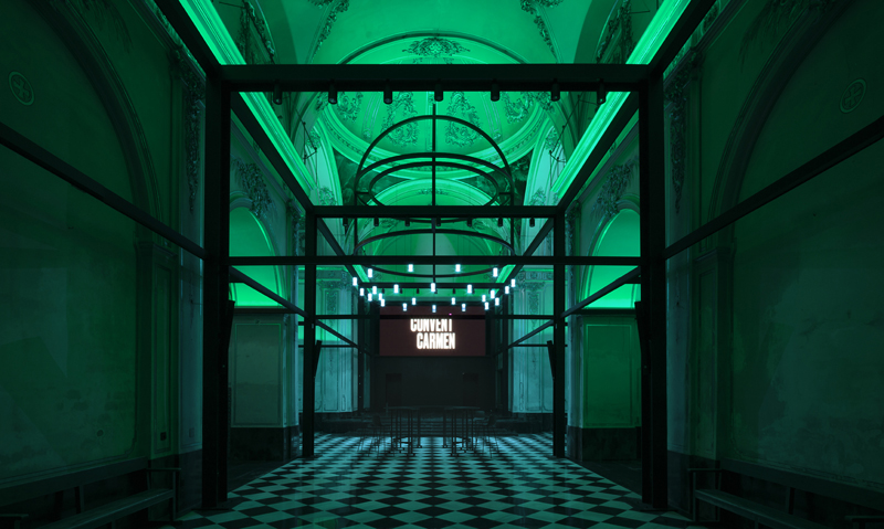 Green lighting for the interior of the convent