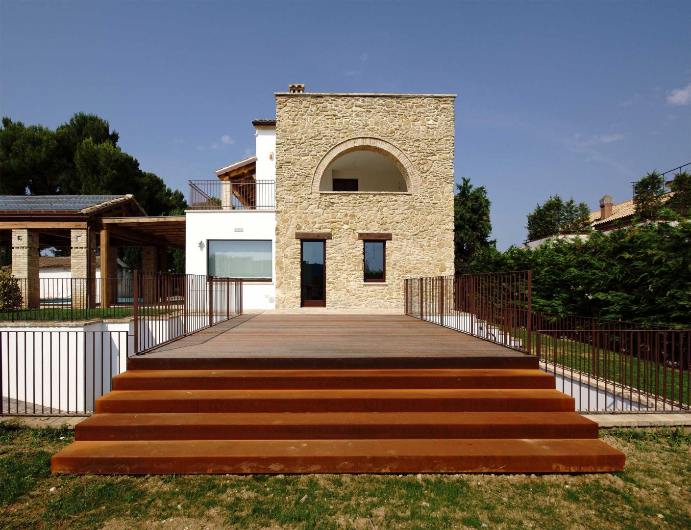 terrace villa in stone and wood