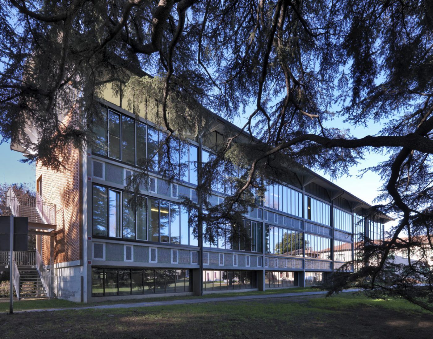 School with glass facade