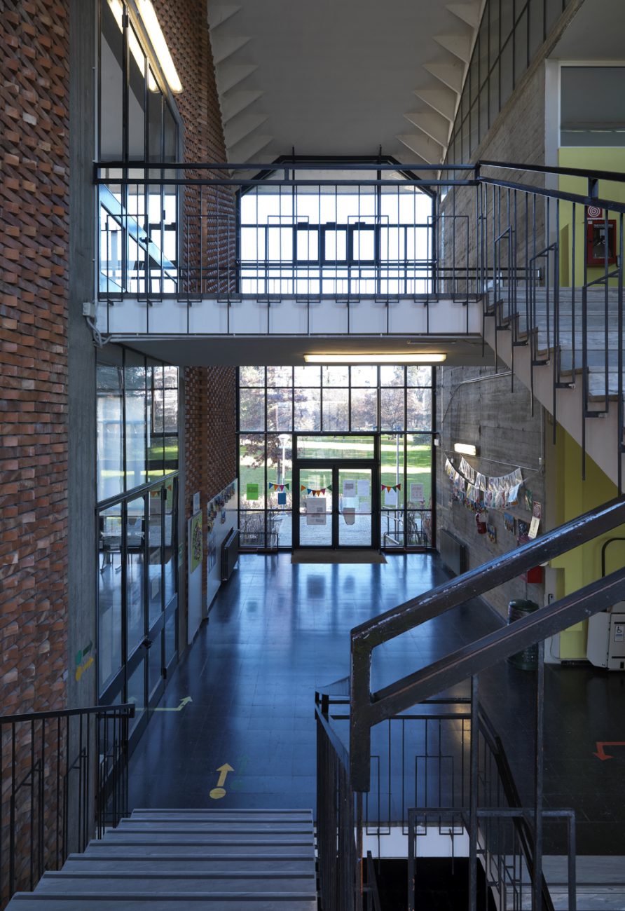 School with glass facade