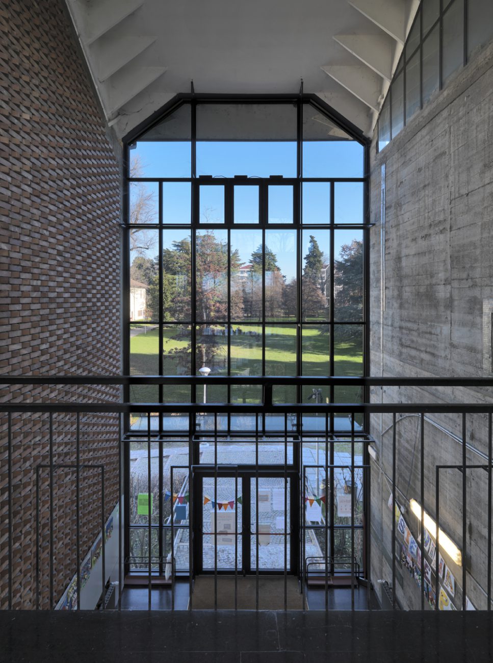 School with glass facade
