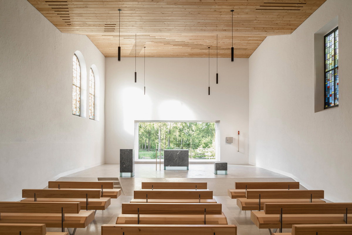 Church in restored wood