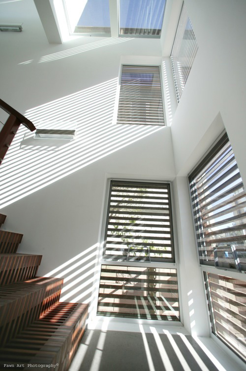 Wooden slats as facade of a house