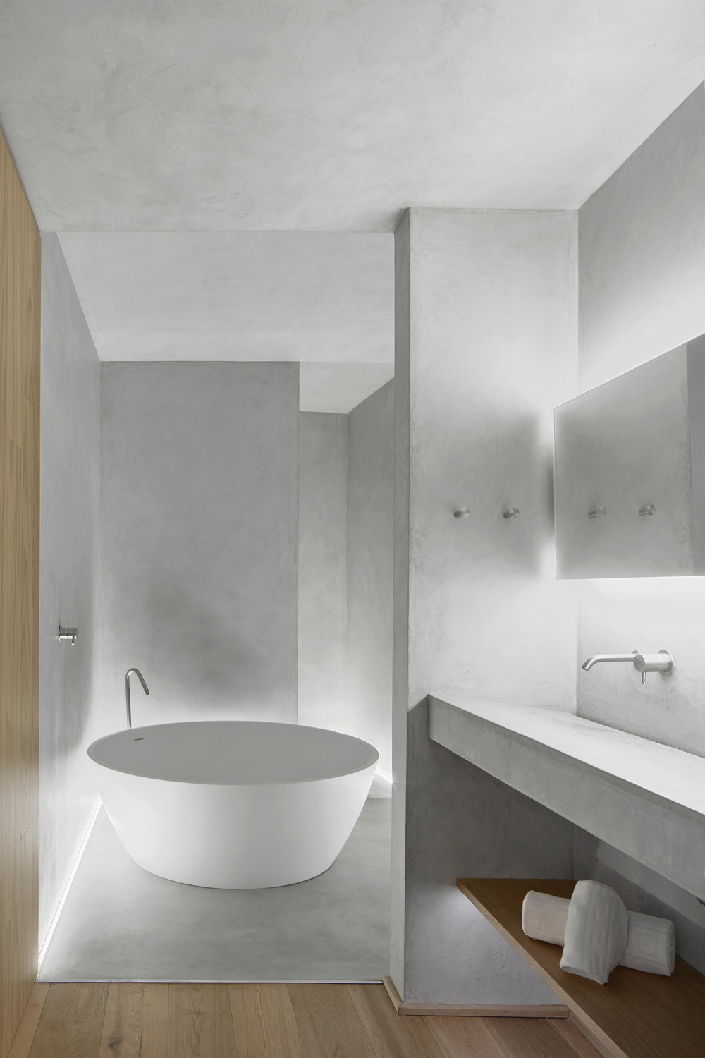 minimal and modern bathroom with bathtub