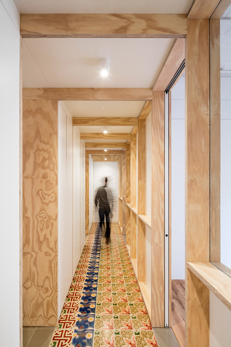 Historical coloured floor and white walls