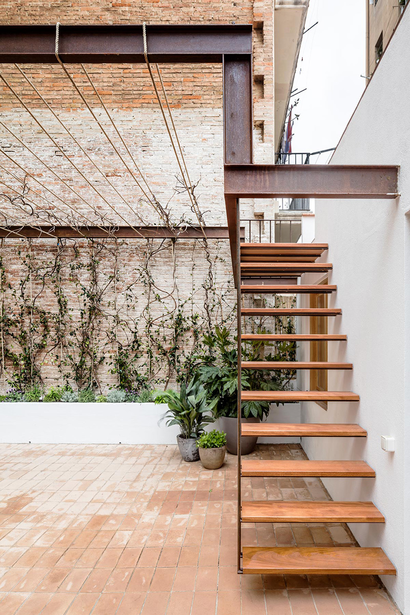 Historical coloured floor and white walls