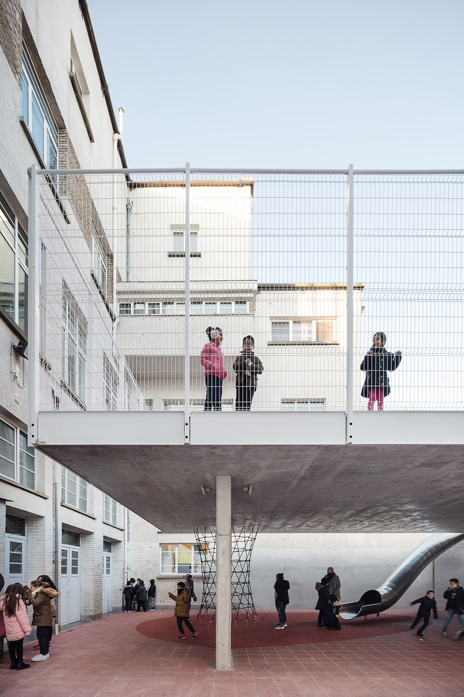 Sports field on the roof of a school