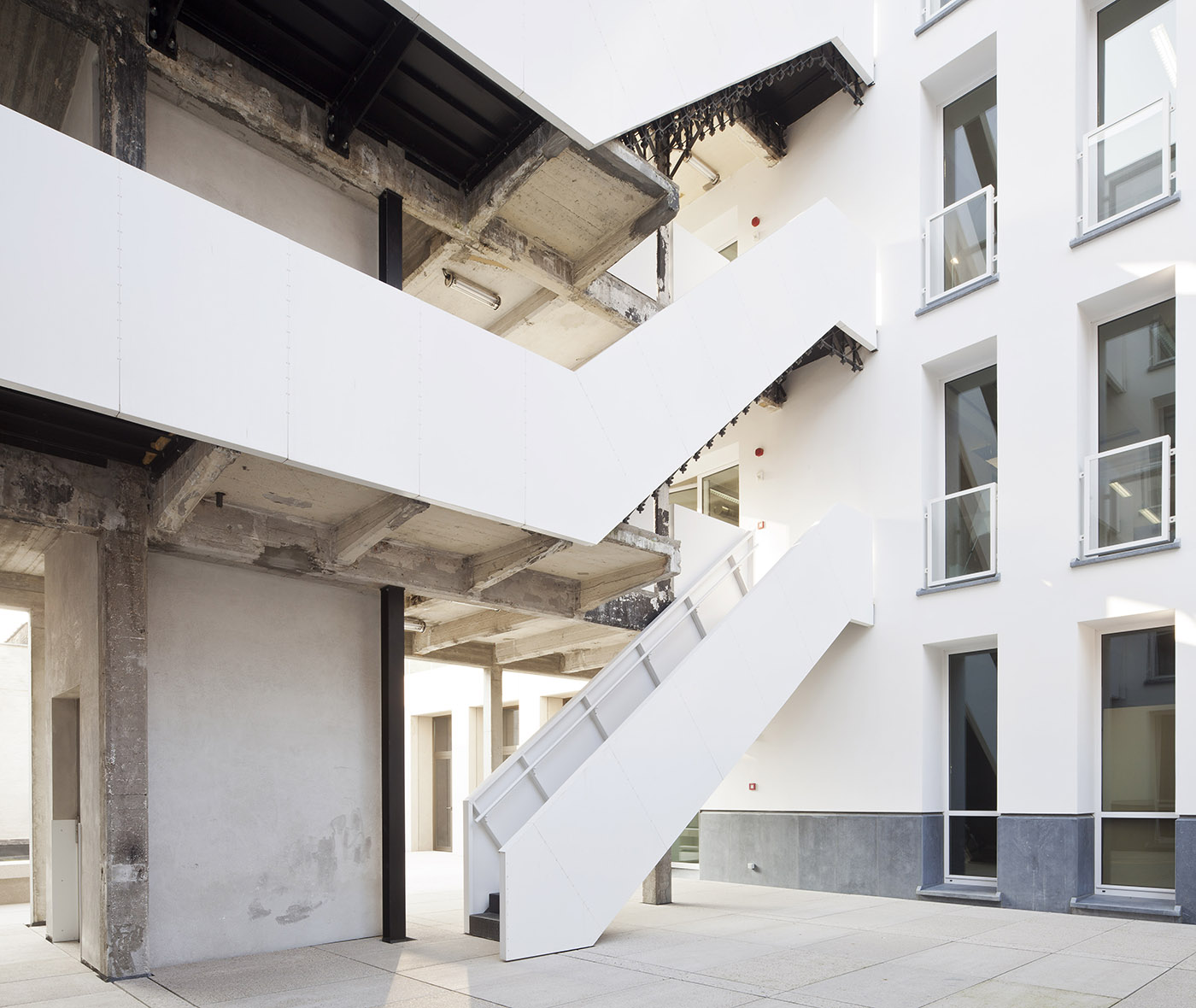 Internal courtyard between old and new